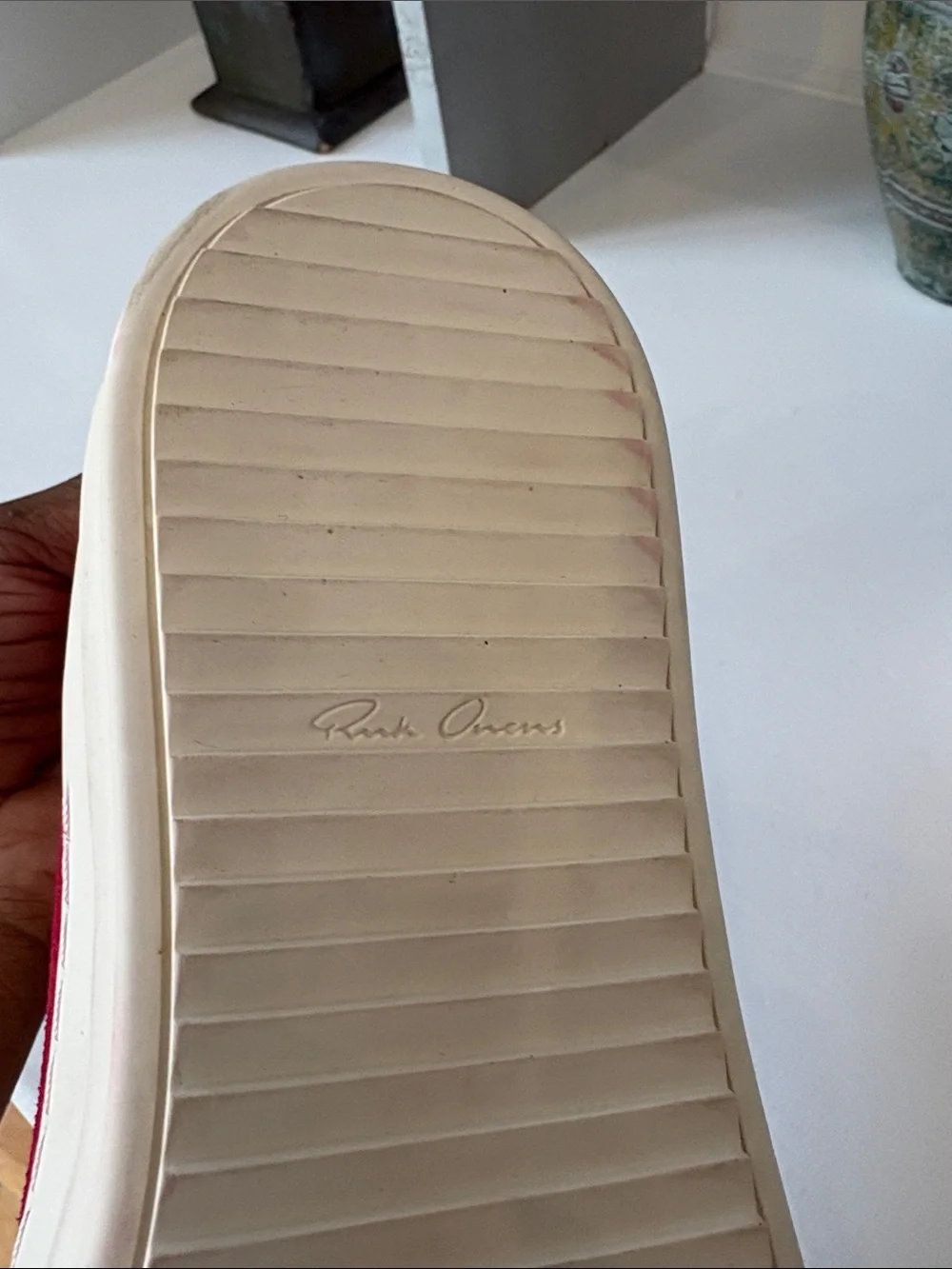 Rare Rick Owen’s Vintage Low Sneakers in Carnelian/Milk colorway